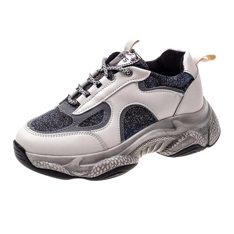 Women's Tennis Shoes Fahsion Sparkling Glitter Lace Up Light Weight Sneaker Chunky Dad Sneakers | Спорт и развлечения