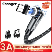 essager 540 rotate magnetic cable 3a fast charging micro usb type c cable for iphone xiaomi magnet charger phone data wire cord