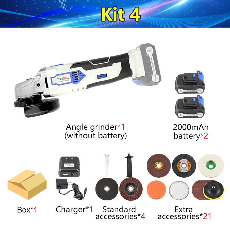 kit 4 12V NEWONE угловая шлифовальная машина идеально подходит для DIY светильник для шлифования или резки с системой быстрой смены, включая одну батарею - Цвет: kit 4