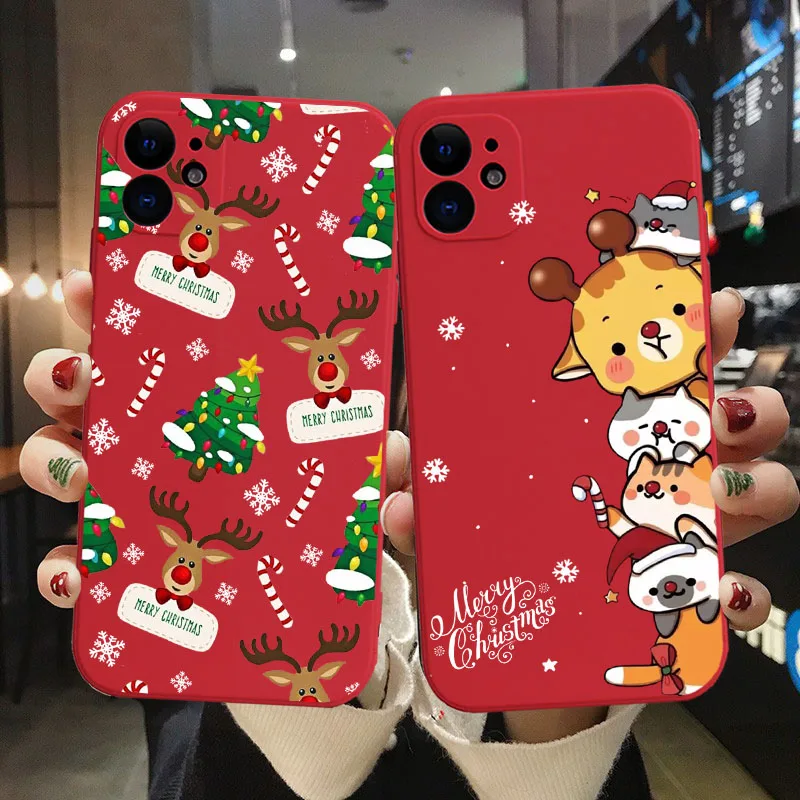 FLYRUI мультяшный Рождественский чехол для телефона iPhone 12 7 8 Plus Санта Клаус мягкий чехол для iPhone XR X Xs 11Pro Max прекрасная задняя крышка