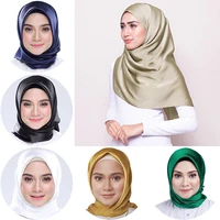 pure color satin scarf hijab wrap women print shawls headband muslim hijabs female scarves long shawl turbanet headscarf