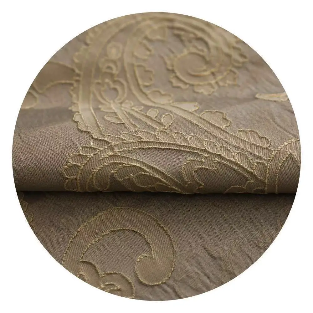 

New Chinese Curtains for Living Room Bedroom Jacquard Retro Loquat Leaf Simple Chinese Curtains Finished Product Customization