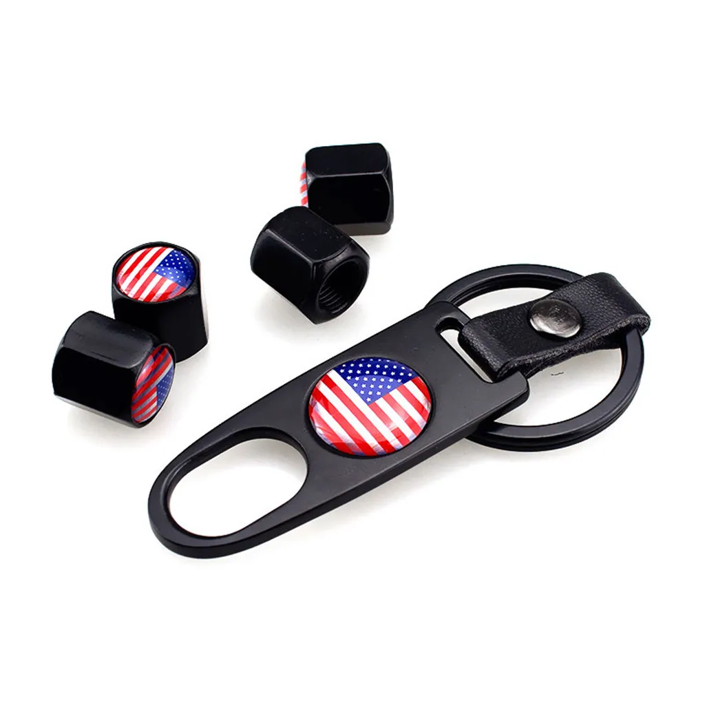 Флаг США черный/серебристый колпачки вентиля шины для Автомобиля Покрышки от