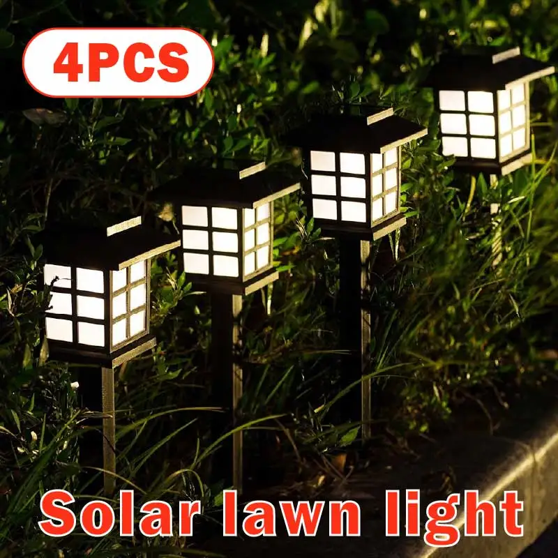 4pcs LED solar garden lawn lights, outdoor waterproof, used in garden/landscape/yard/terrace/drive