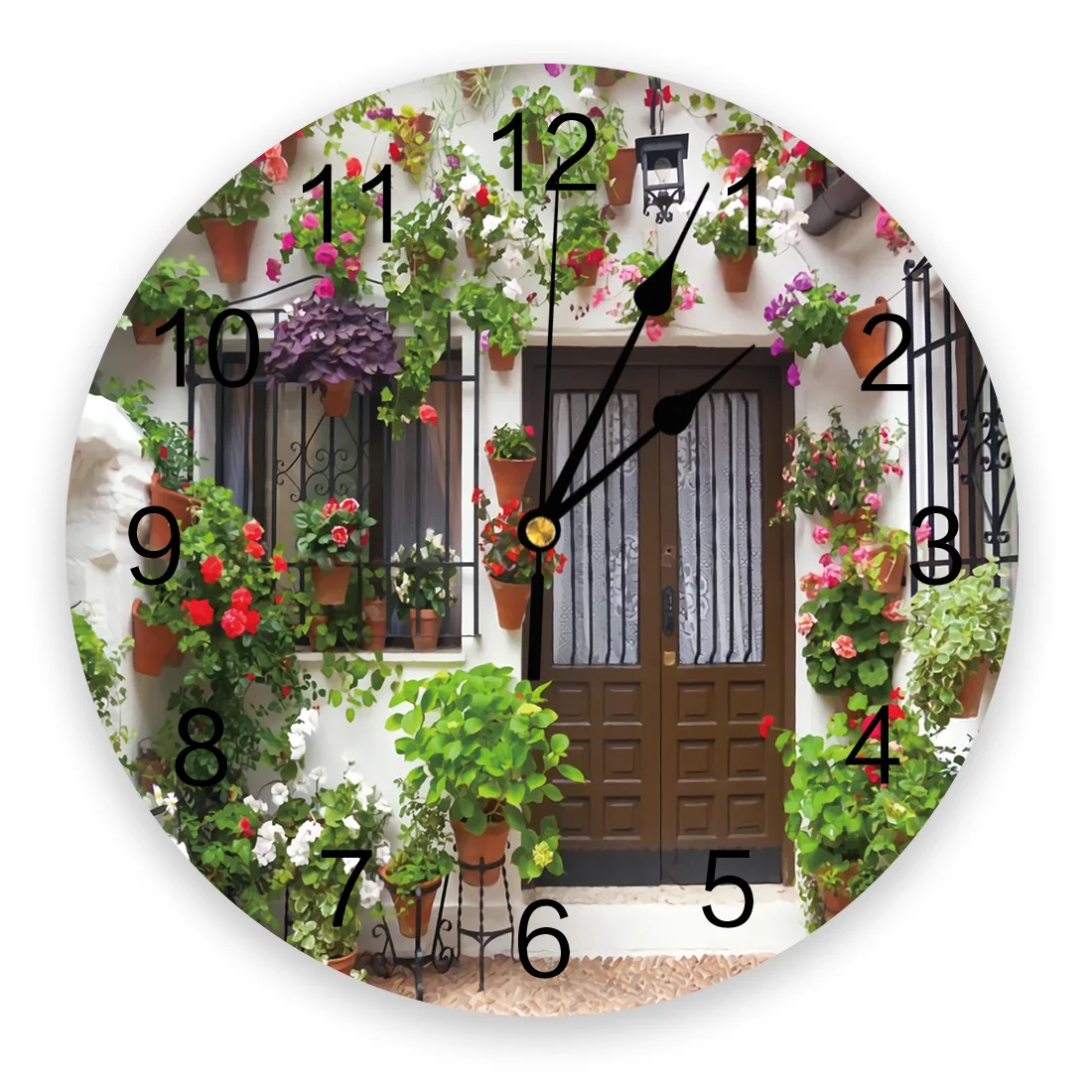 

House Plant Flowers Creative Wall Clock For Home Office Decoration Living Room Bedroom Kids Room Hanging Watch