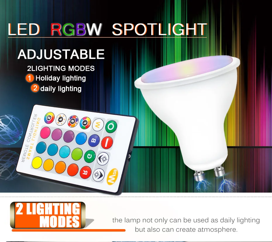Приглушаемая Светодиодная лампа RGB 8 Вт RGBW RGBWW GU10 16 цветов | Лампы и освещение