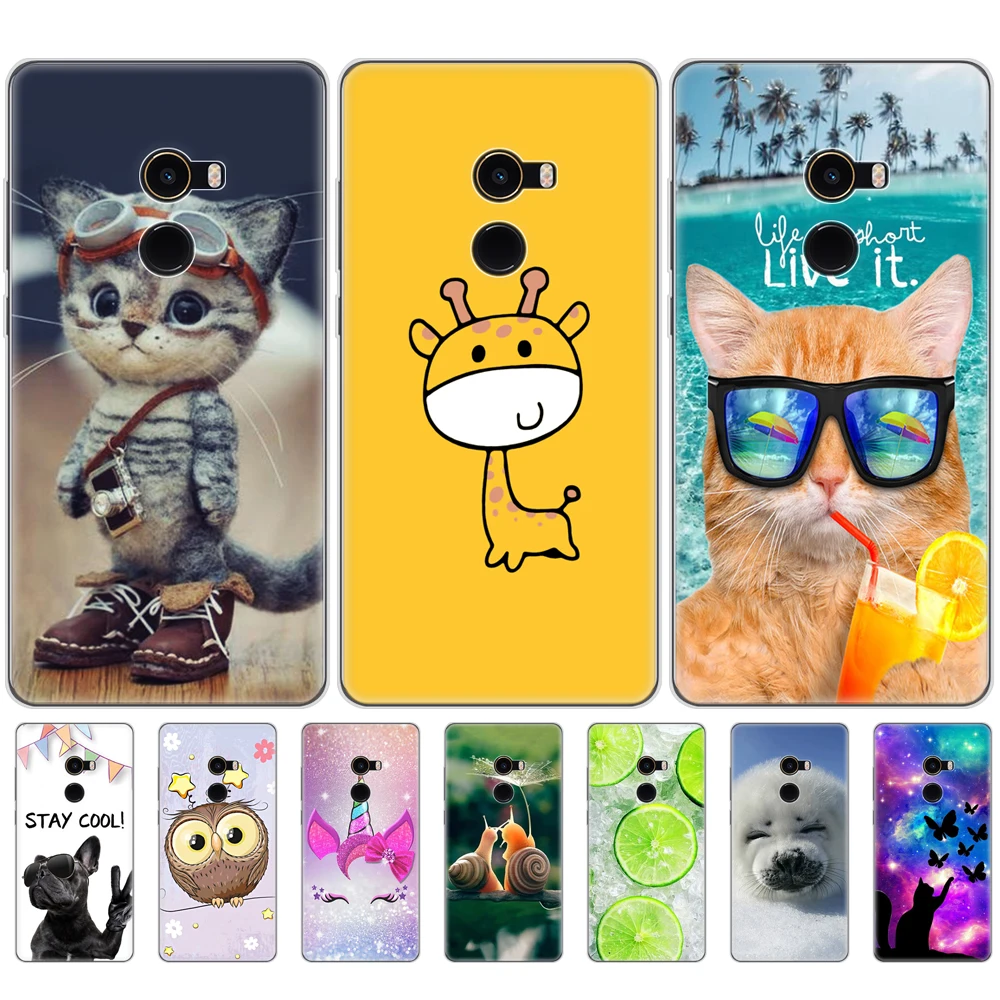 Мягкий силиконовый чехол из ТПУ Для xiaomi Mix 2 для Mi Mix2 защитный прозрачный с принтом