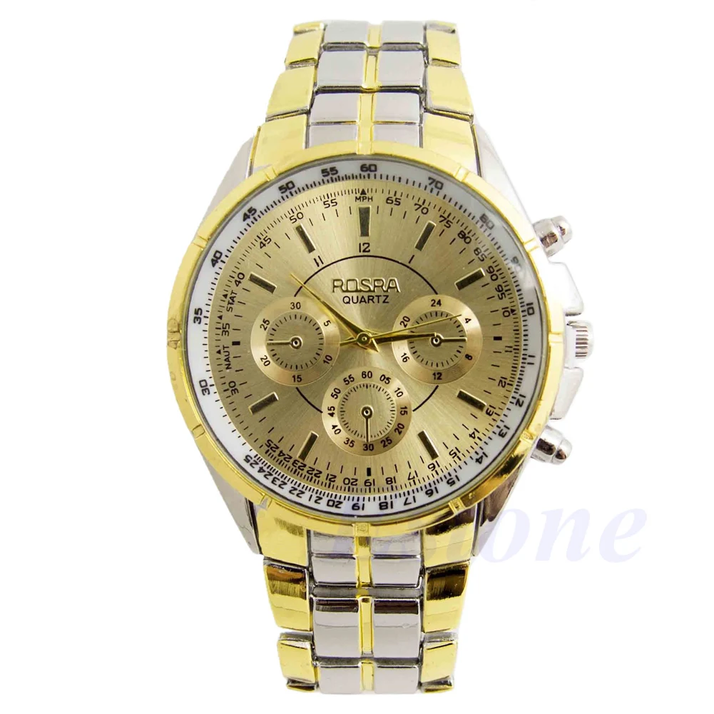 

Fashion Men's Luxury Gold Date Stainless Steel Dial Analog Quartz Wrist Watches