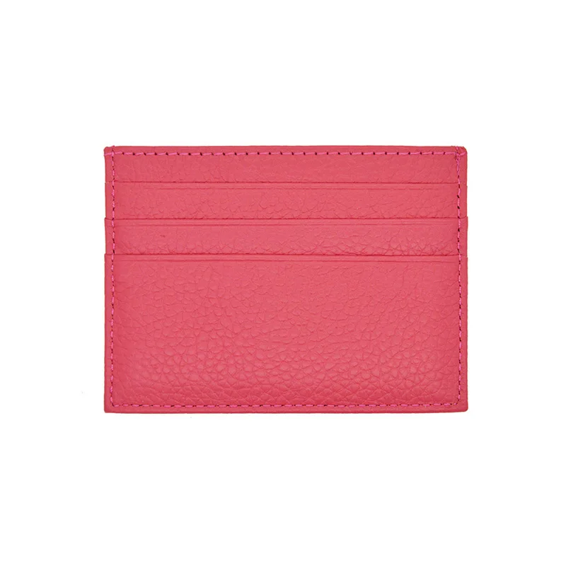 rosy red Натуральная воловья кожа Радужный карамельный цвет держатель для карт банк Кредитная карта ID держатель Подарочная коробка Тонкий чехол для карт логотип на заказ - Цвет: rosy red