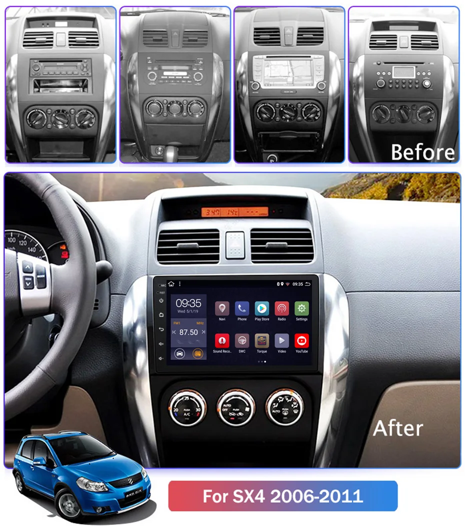 9-дюймовый 2.5D IPS HD мультисенсорный экран Android 2006 2 Гб ОЗУ 32 ПЗУ NAVI для Suzuki SX4 2011-с