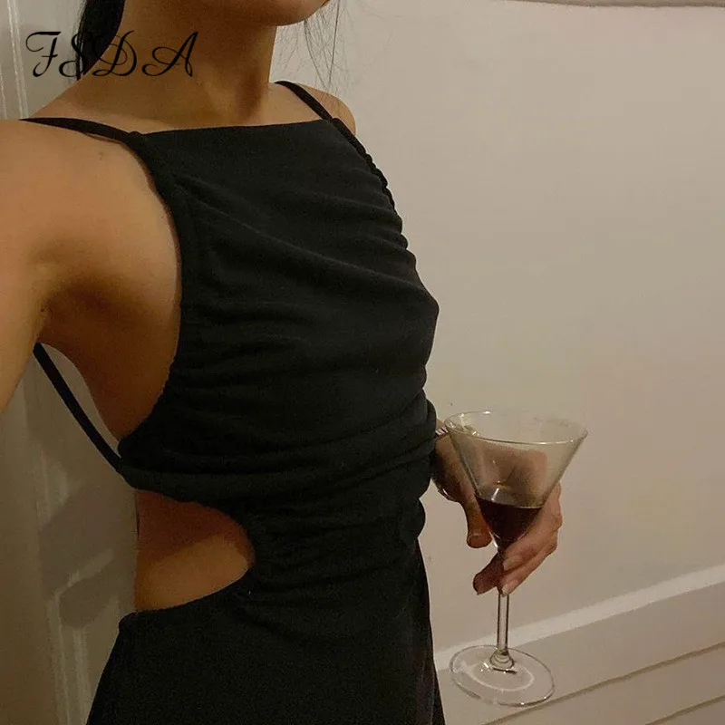 Белое платье миди с открытой спиной FSDA женские летние бандажные сексуальные