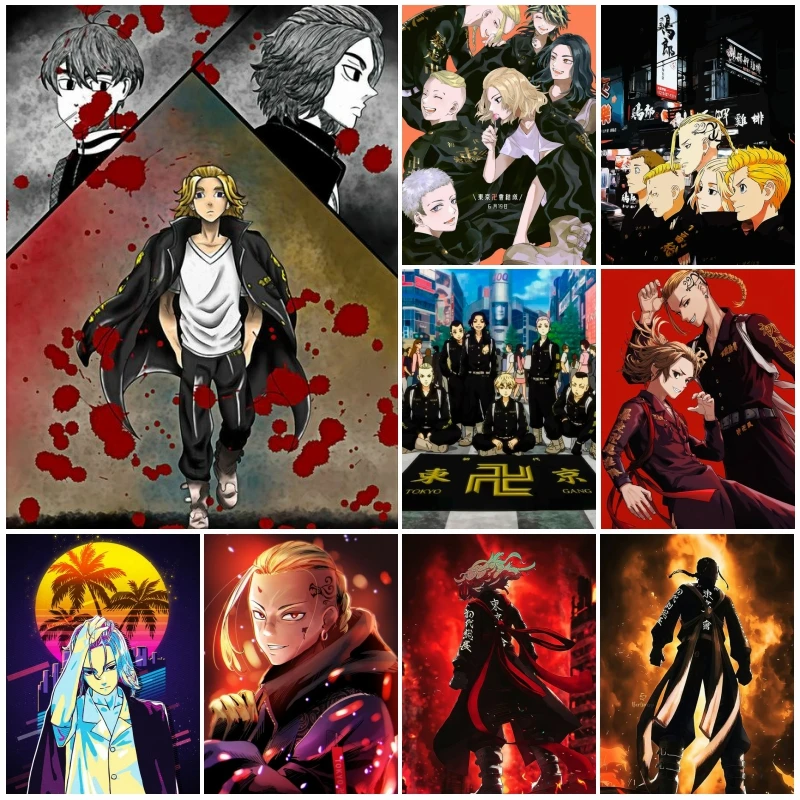 

Diy 5d Japanese Anime Tokyo Revengers Poster Mikey Manjiro Sano And Draken Wall Art Cross Stitch Kit Artwork For Bedroom Decor