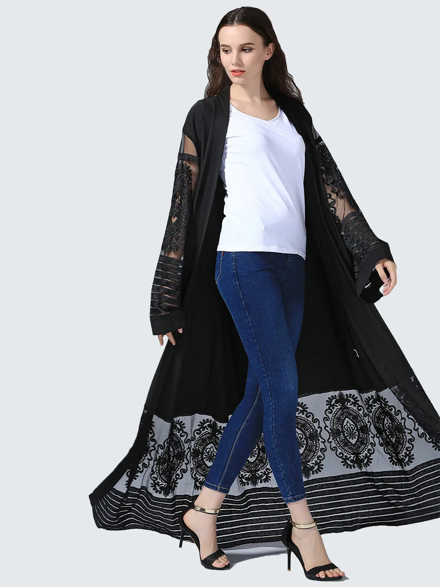 

Eid Mubarak Dubai Abaya Turkey Mesh Abayas for Women Muslim Fashion Hijab Dress Islamic Clothing Caftan Kaftan Kimono Cardigan