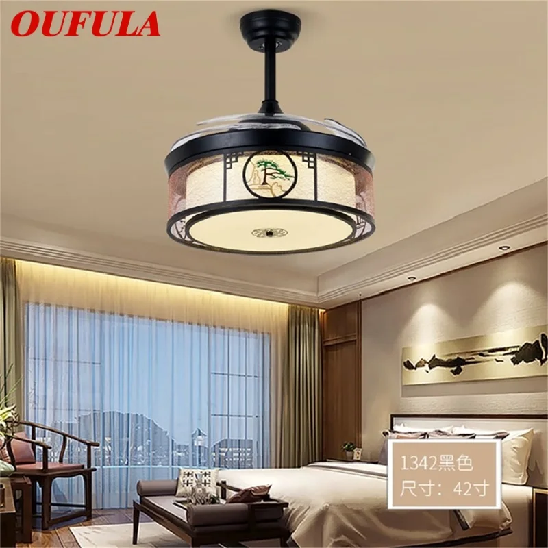 

OUFULA Ceiling Fan Light Invisible Lamp With Remote Control Contemporary Elegance For Home Dining Room Restaurant