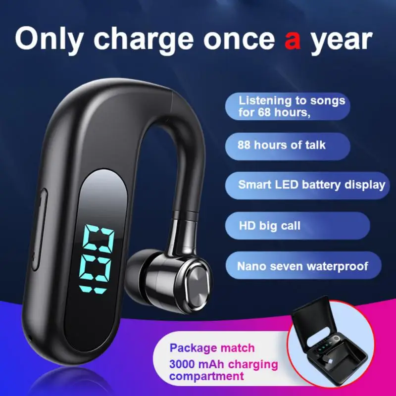 

V13 Bluetooth Compatible 5.2 Wireless Headset Ear-hook Business Hands-free Noise-cancelling Sports Headset For Smartphones