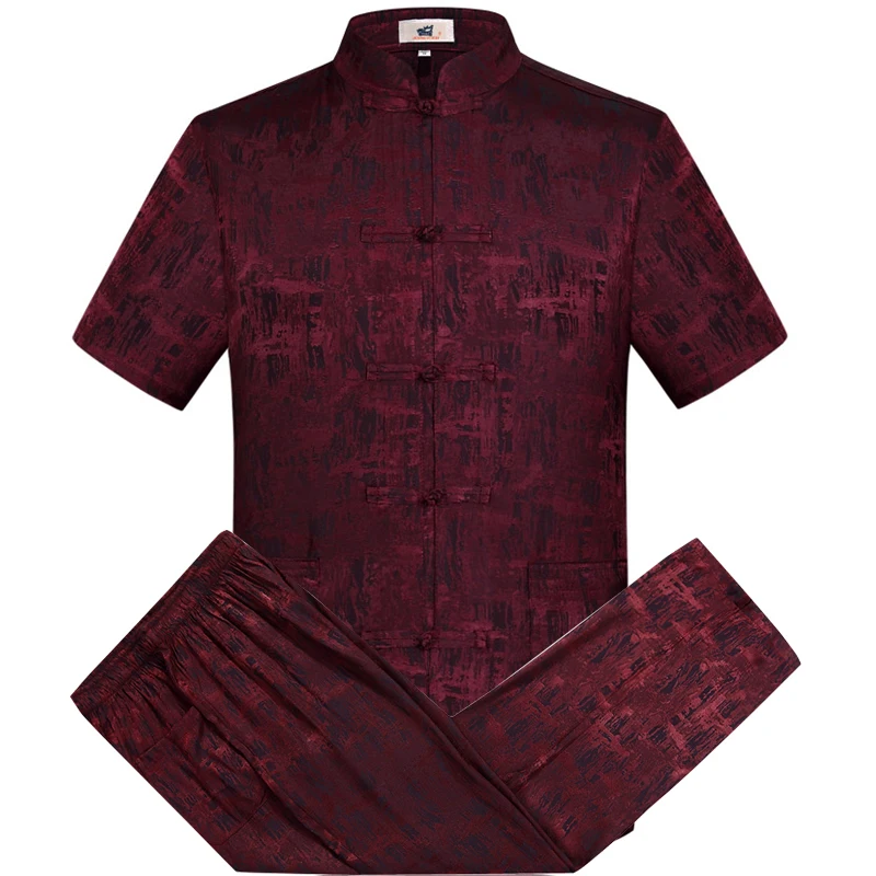 Костюм Тан для мужчин среднего возраста костюм с коротким рукавом рубашка из