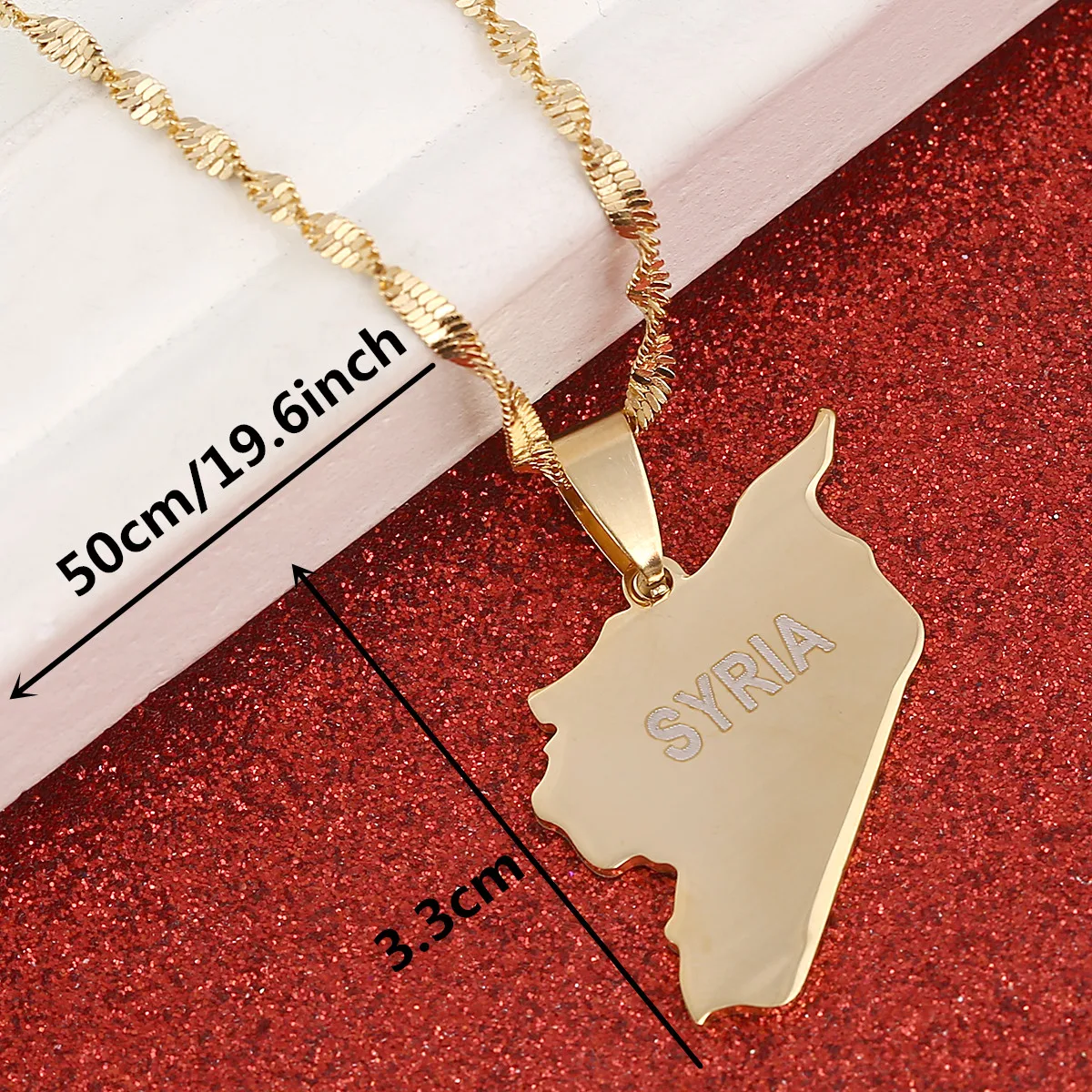 Stainless Steel Fashion Syria Map Pendant Necklaces Gold Color Syrians Chain Jewelry | Украшения и аксессуары