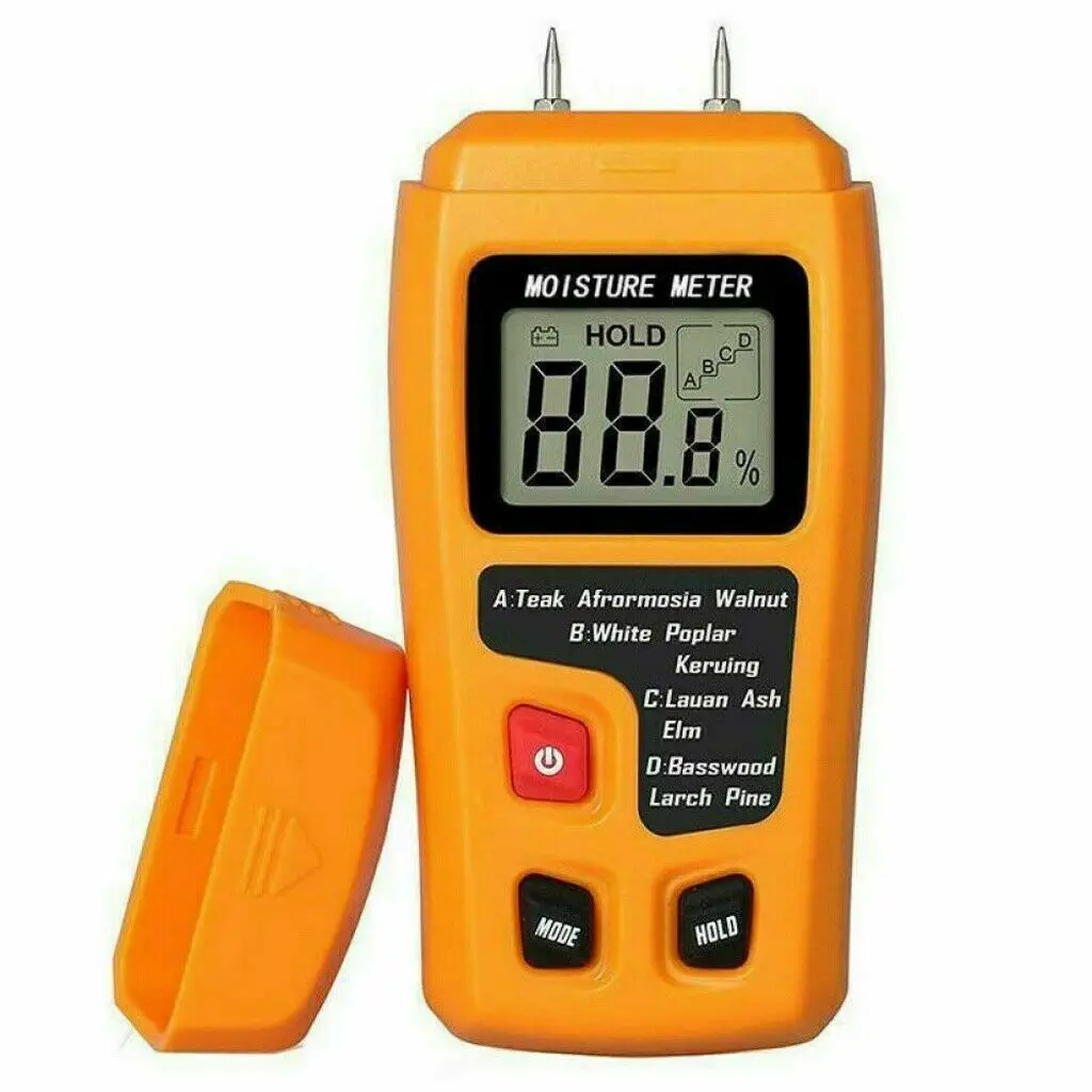 

EMT01 Two Pins Digital Wood Moisture Meter 0-99.9% Wood Humidity Tester Timber Damp Detector with Large LCD Display