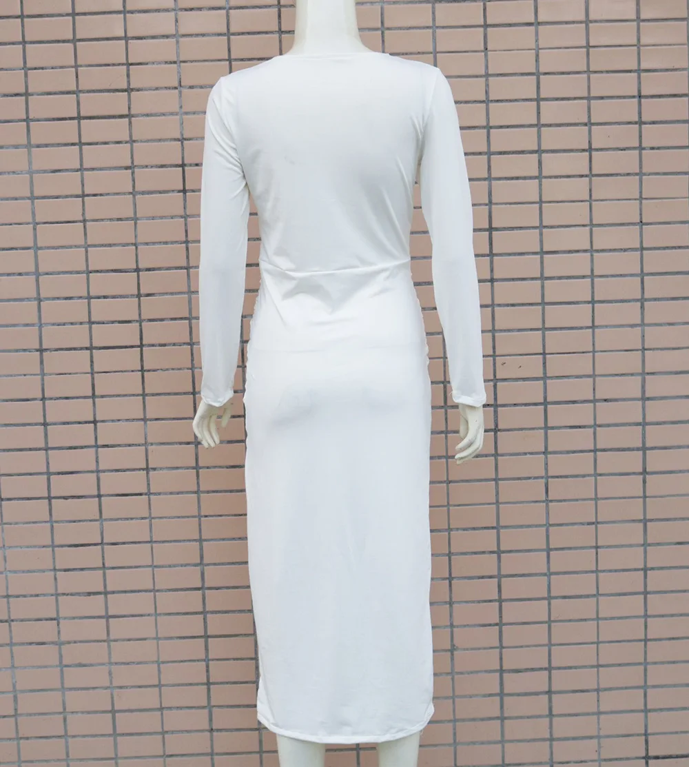 Женское длинное платье-футляр с длинным рукавом и узлом | Женская одежда