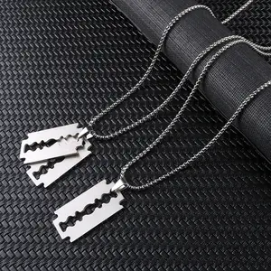 Razor Blade Silver Necklace & Pendent Emo Goth Cool Fashion 