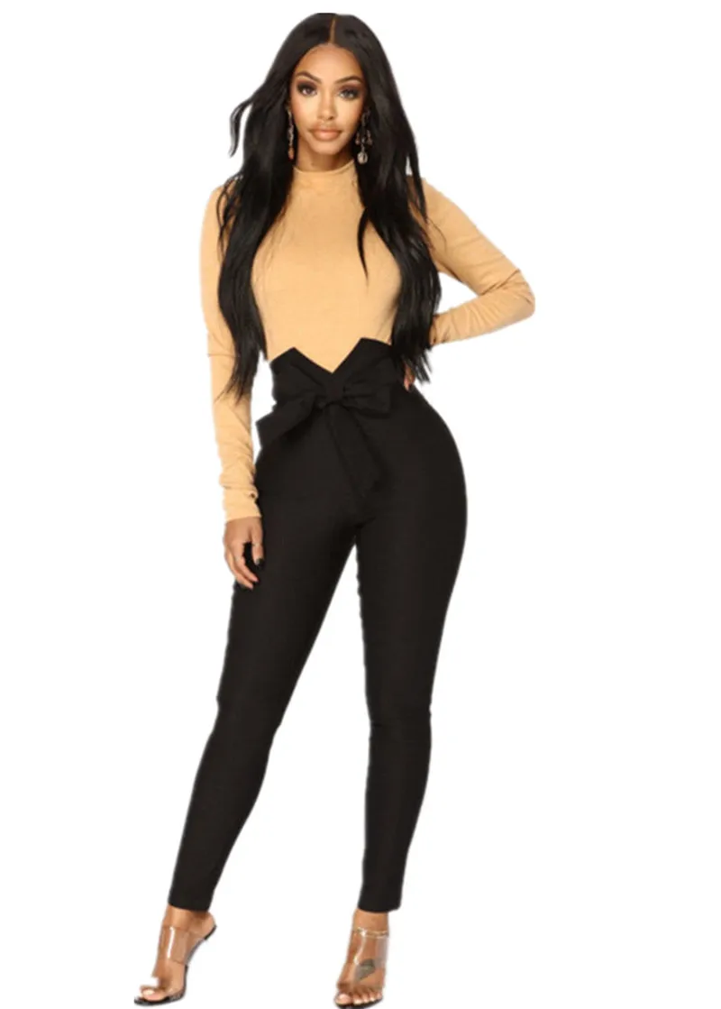 

Осенние сексуальные женские тонкие обтягивающие штаны с высокой талией с поясом леггинсы длинные узкие брюки