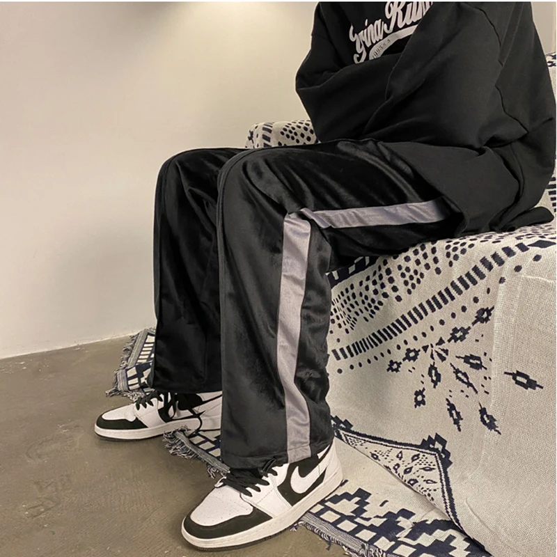 

Casual Pants Men Hip Hop Streetwear High Quality Elastic Waist Men's Pants Straight Loose Sweatpants Trousers Man