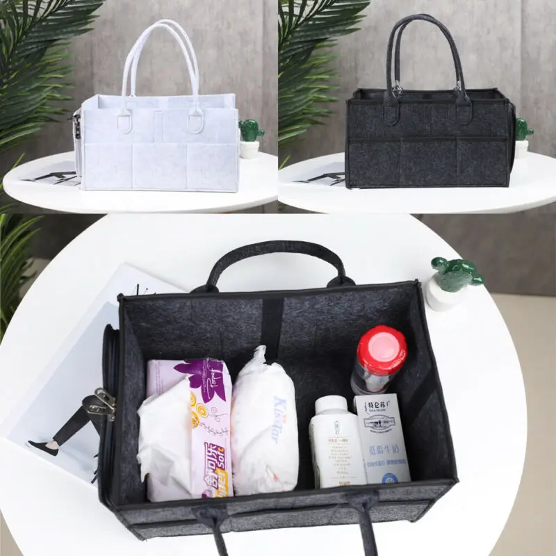 Tote Felt Multi Pockets Foldable Diaper Bags Large Baby Caddy Storage Bin Infant Nappy Organizer Basket Box | Мать и ребенок