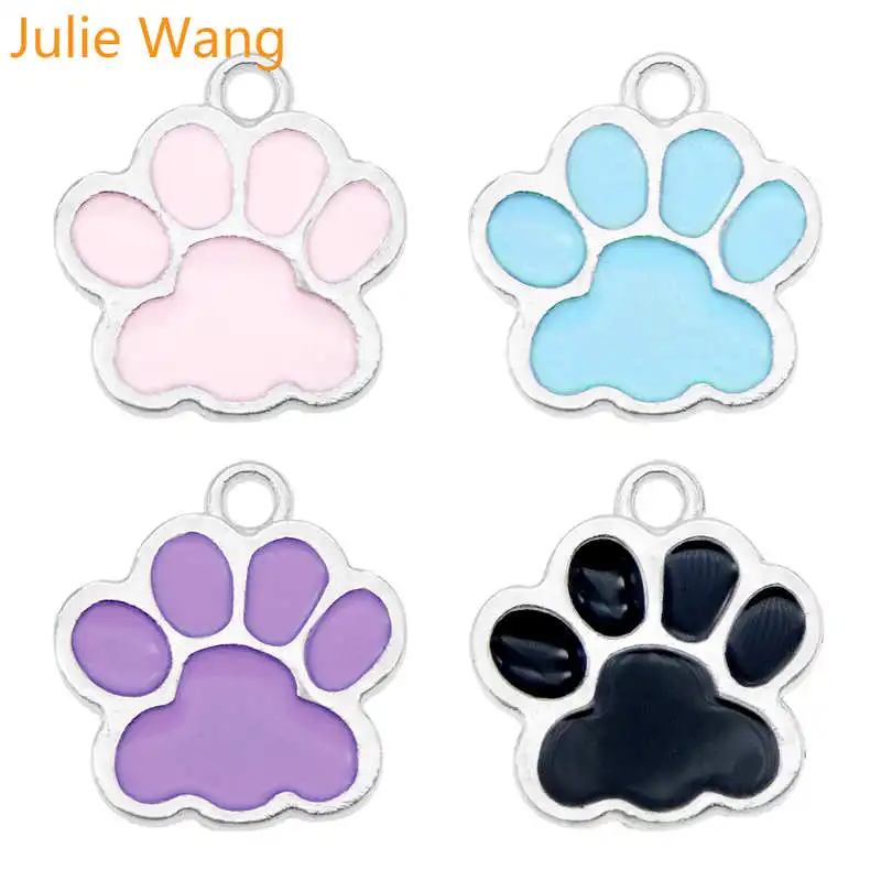 Julie Wang 4 шт. эмалированные Подвески в виде собачьей кошачьей лапы с отпечатком