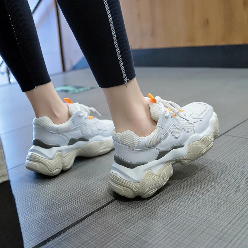 Women Shoes Spring Thick Bottom Fashion Dropshipping Breathable Muffin Bottom Solid color Sewing Sneakers Women k368