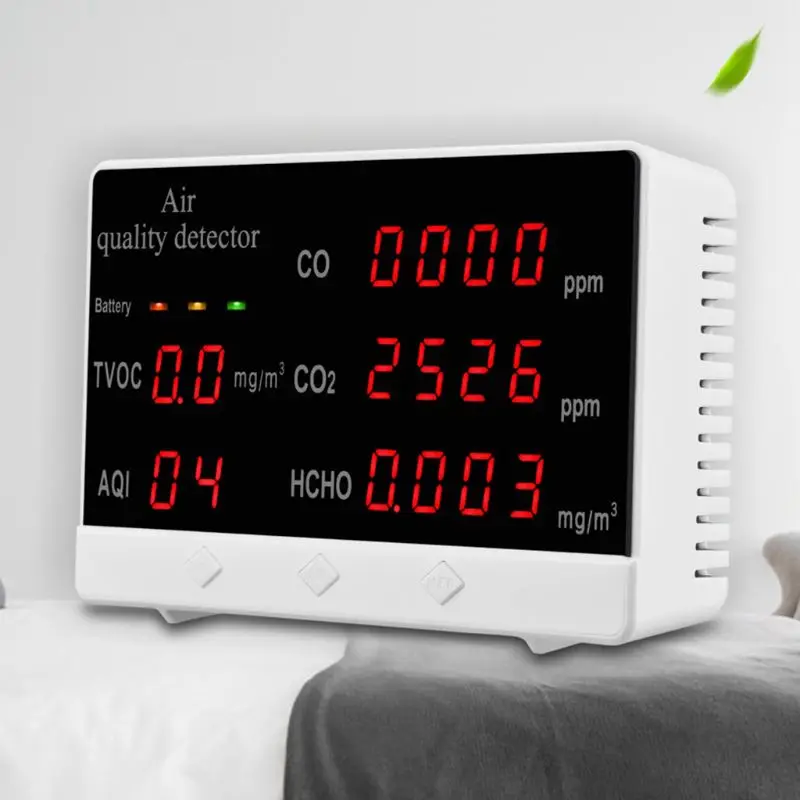 Цифровой Внутренний/наружный тестер CO/HCHO/TVOC измеритель CO2 монитор качества