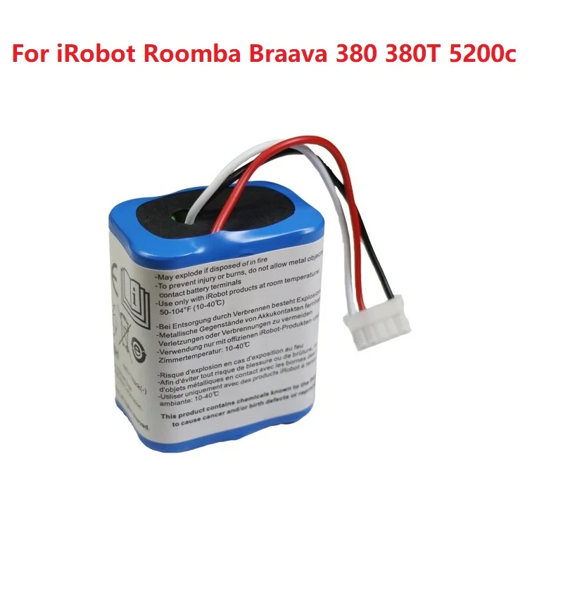 7.2V 2500mAh Battery for IRobot Roomba Braava 380 380T Mint 5200c Ni-MH Rechargeable Battery Vacuum Cleaner Accessories