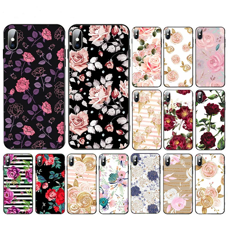 

Fashion Cute Flowers Soft Cover For iPhone X 6 6S 7 8 Plus 11 Pro Max Phone Case 5 5S XR XS Max SE 2020 Coque Fundas Capa Shells