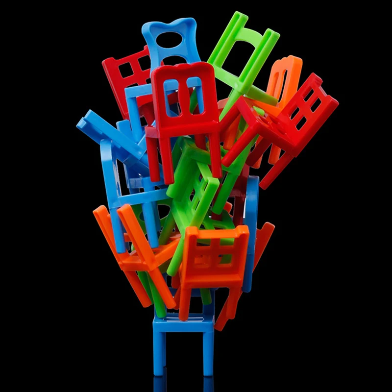 Kids Educational Family Game 18pcs Mini Chair Balance Blocks Toy Plastic Assembly Stacking Chairs Balancing Training Toys | Игрушки и