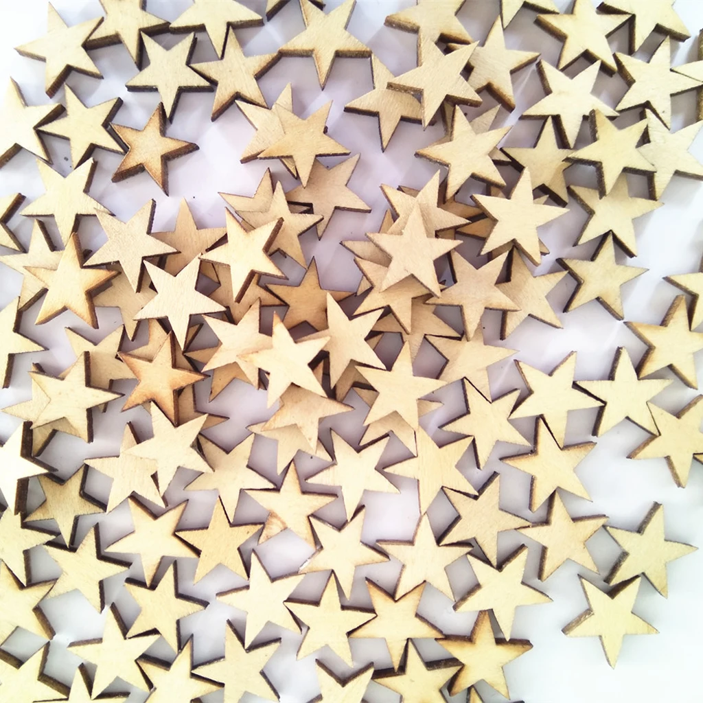 

150pcs Star Ornaments Wooden Crafts Diy Scrapbooking Card Making