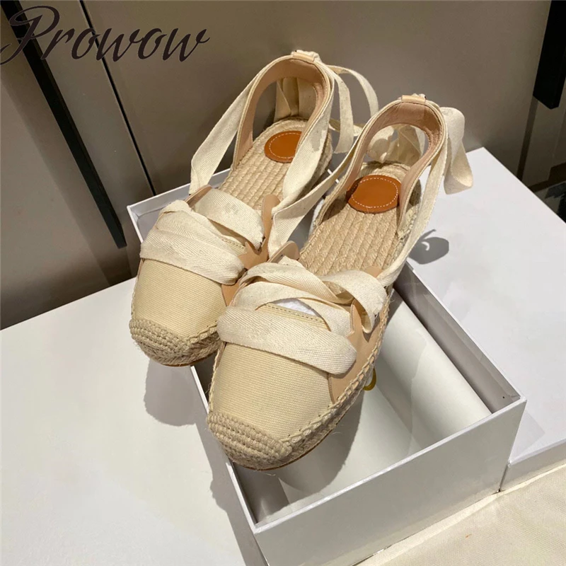 

New Summer Glaidiator Lace Up Fishman Sandals Luxury Brand Espadrilles Flats Shoes Women Luxury Designers Brand