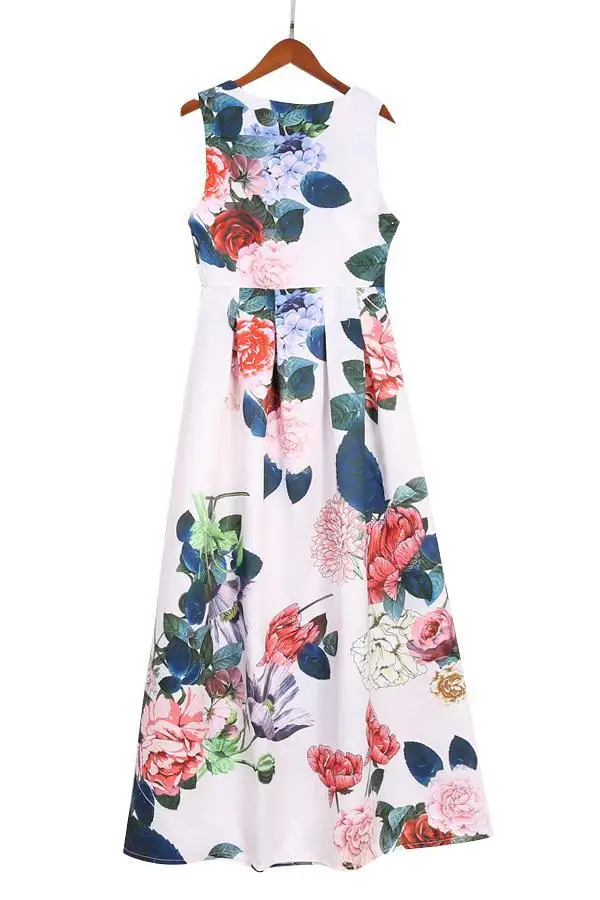 New fashionable sexy lovely sling V-neck sleeveless floral print flowers women dress night party summer vocation wholesale | Свадьбы и