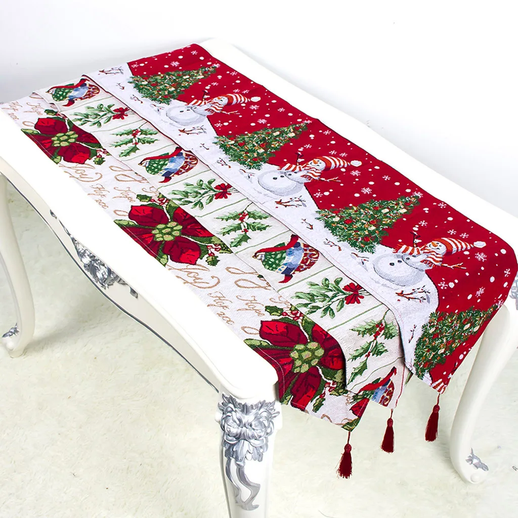 christmas table cover cloth festive decor red Creative Christmas Cotton Linen Tablecloth Table Flag Desktop Decoration 2020 8P | Дом и сад