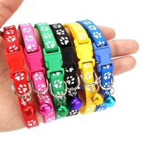 12pcs dog collars pet cat puppy buckle nylon collar with bell 6 colors