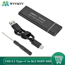 WVVMVV USB 3.1 Type-C to M.2 NGFF SSD Mobile Hard Drive Disk Box 6Gbps External Enclosure Case for m2 SATA SSD USB 3.1 2260/2280