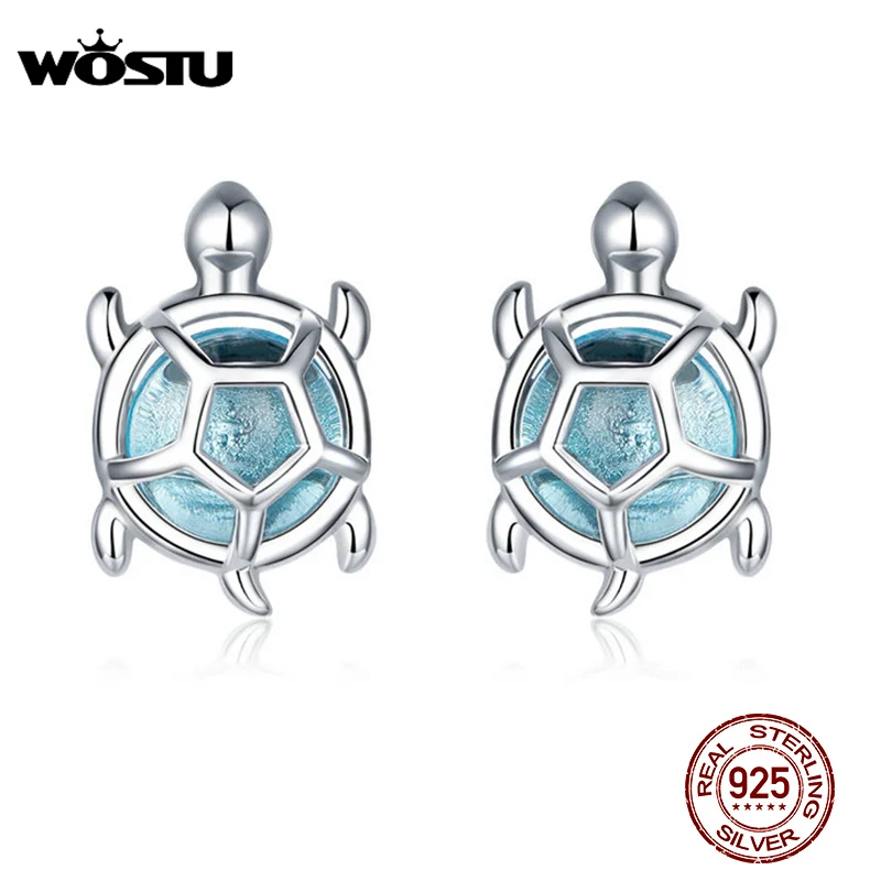 WOSTU хит продаж серебро 925 пробы морская черепаха изысканные серебряные серьги для