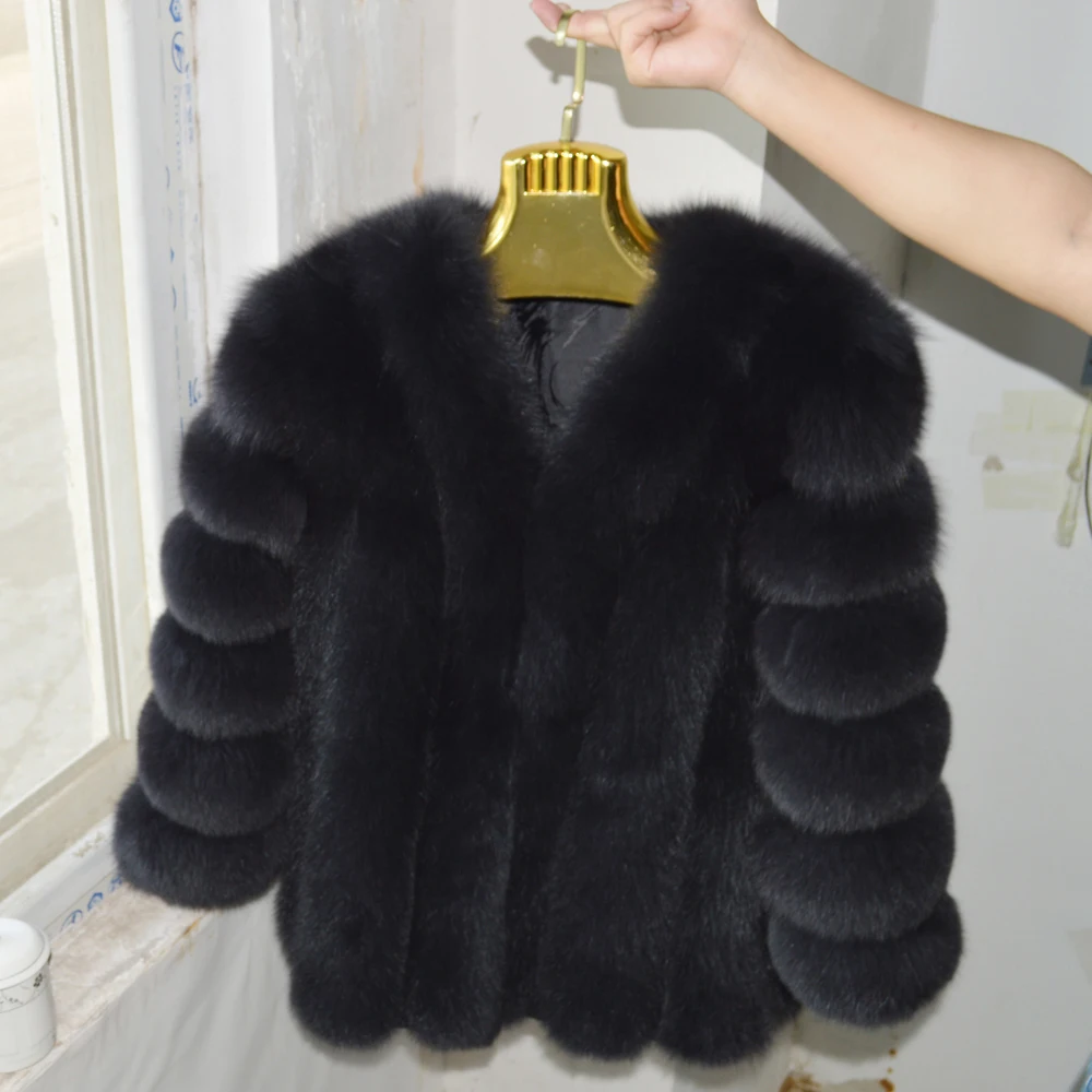 Россия Лидер продаж Женская Шуба из натурального Лисьего меха с длинным рукавом