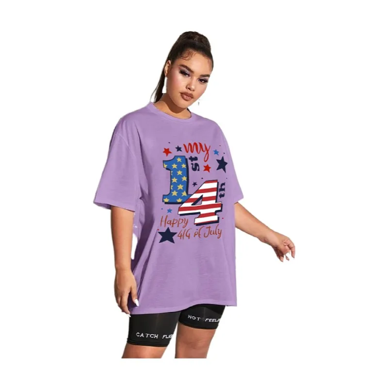 

Женская свободная футболка из хлопка, с принтом флага