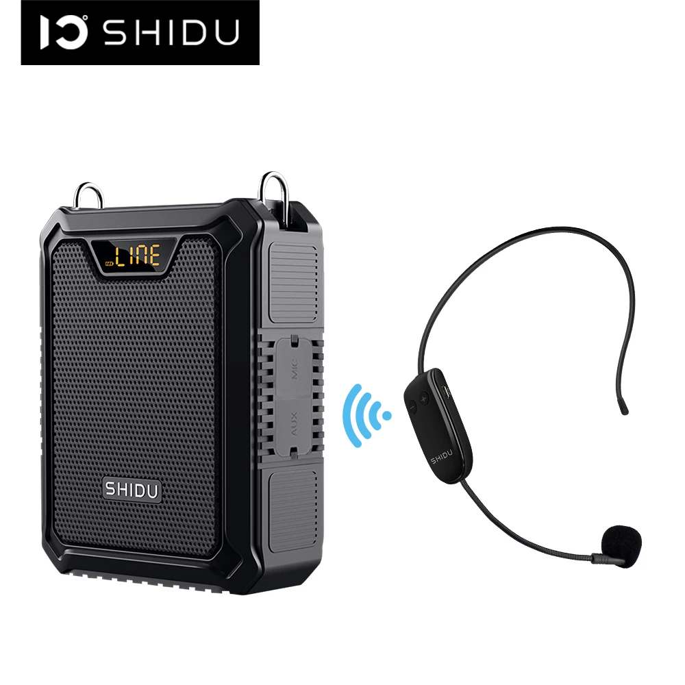 SHIDU 30W Portable IPX6 Waterproof Voice Amplifier with Wireless Microphone Bluetooth Speaker for Teachers Tour Guide M1000