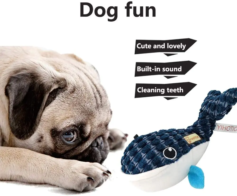 

Cute Seahorse Dog Toy Whale Squeak Plush Pet Puppy Teething Chew Toy BB Sound Vocal Bite Toy