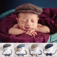 cute newborn baby hats peaked beanie cap hat bow tie photo photography prop infant boy caps