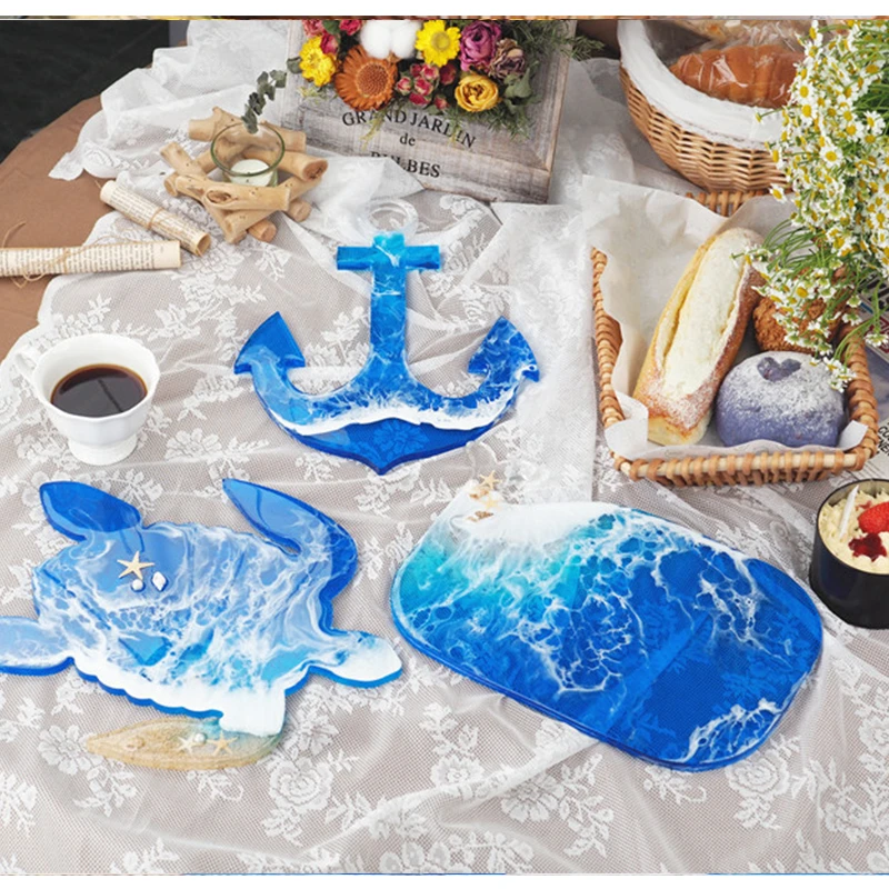 

SKTN DIY Coaster Resin Molds Round Rectangle Handle Tray Crystal UV Epoxy Slicone Home Decoration Resin Crafts