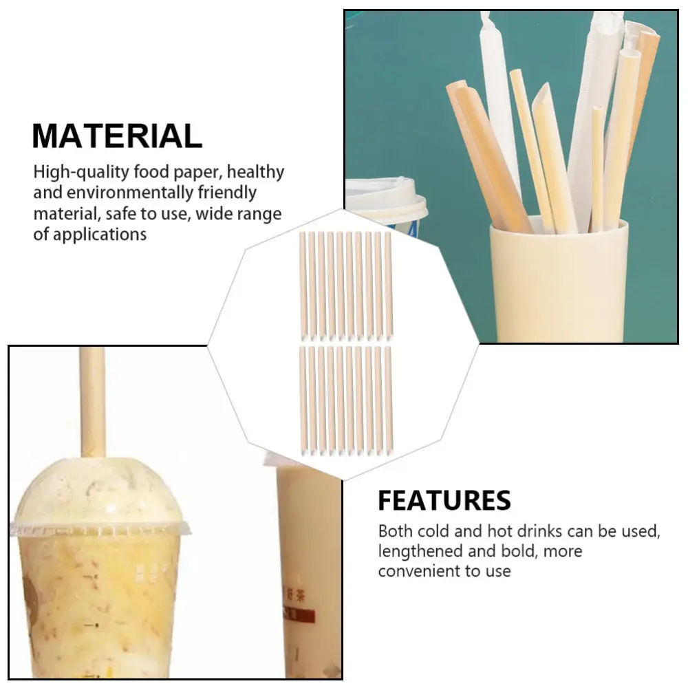 

1 Pack/100pcs Multi-purpose Paper Drinking Straw Degradable Tea Paper Straw