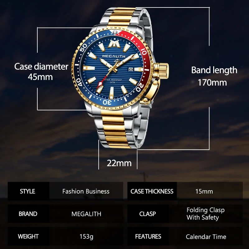 

Gold Full Steel Watches Men Luminous Sports Quartz Date Watch Men Sport Waterproof Military Wrist Watch With Velvet Bag