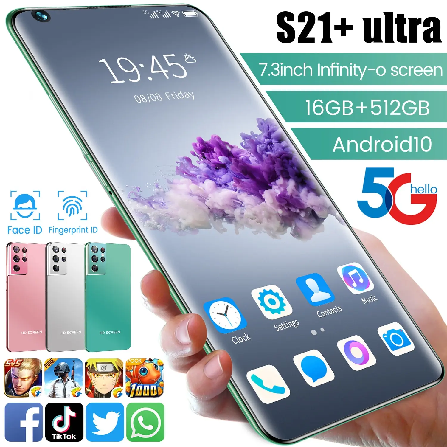 

S21Ultra 24+48mp 7.3 Inch Andriod 10.0 Sim Double+micro Sd Smart Phone Face Fingerprint Unlock 16 512gb 6800mah Mobile Phone