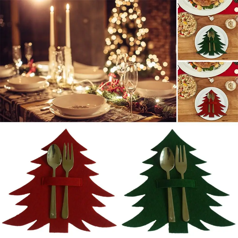 4 шт./компл. Портативный столовые приборы сумка для хранения Рождественская елка
